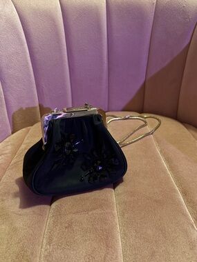 kate spade black satin kiss-lock frame crossbody coin purse